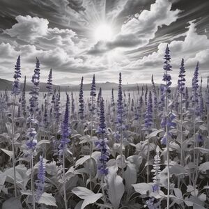 Lavender Field Art Print - Purple and Gray